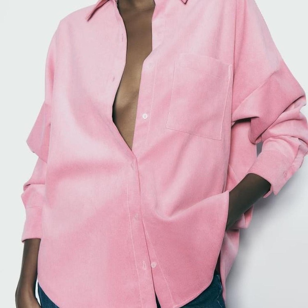Zara Pink Fine-Waled Corduroy Shirt - Picture 3 of 4